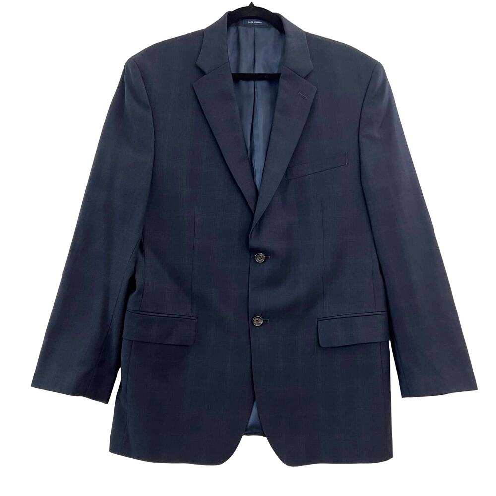 Ralph Lauren Blue Label Blazer Jacket Mens 42R Blue Stripe Check Wool Sport Coat
